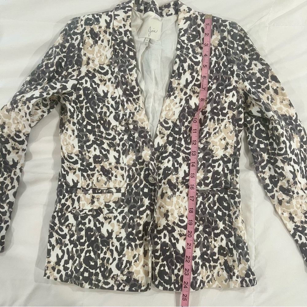 Joie Linen Leopard Print Blazer Size 4 - Picture 10 of 11